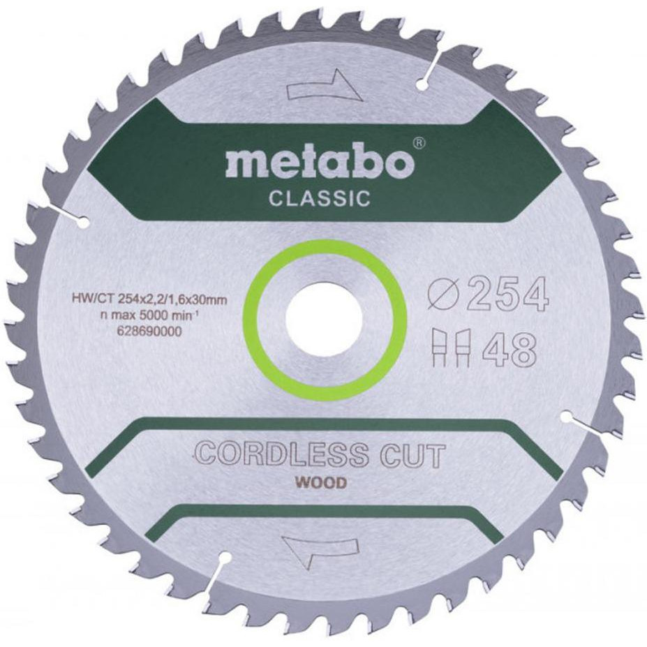 Metabo Cordless cut wood - classic, 254x30 Z48 WZ 5° (628690000) - зображення 1