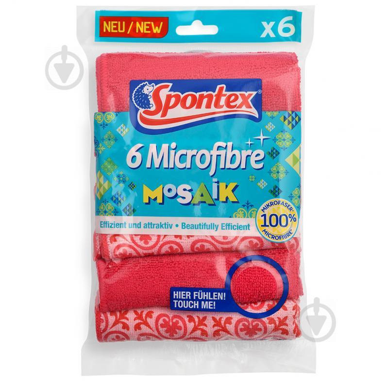 Spontex Серветка універсальна Серветки Mosaik PINK мікрофібра 6 шт. 30х30 см 6 шт. / Уп. / рожевий (33841270 - зображення 1