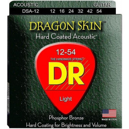   DR DSA-12 Dragon Skin K3 Coated Acoustic Guitar Strings 12/54