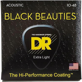 DR DR STRINGS BLACK BEAUTIES ACOUSTIC - EXTRA LIGHT (10-48) BKA-10