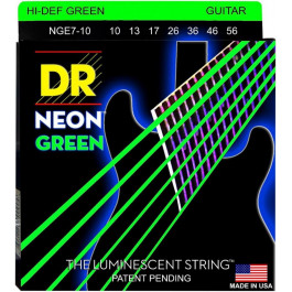   DR Струны для электрогитары  NGE7-10 Hi-Def Neon Green K3 Coated Medium 7-String Electric Guitar 10/56