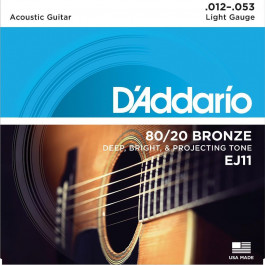   D'Addario EJ11 80/20 Bronze Light Acoustic Guitar Strings 12/53