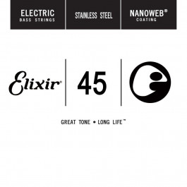   Elixir 13345 Nanoweb Stainless Steel Electric Bass String .045 (13346)