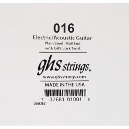   GHS Strings Струна GHS 016 Plain Steel Ball End Single Guitar String .016