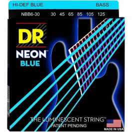   DR Струны для бас-гитары  NBB6-30 HI-DEF NEON Blue K3 Coated Medium Bass Guitar 6-Strings 30/125