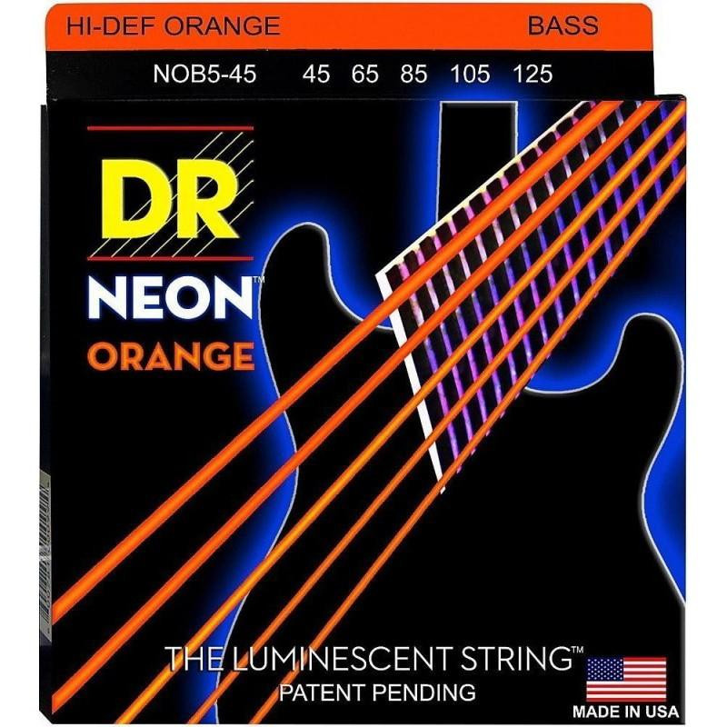 DR NOB5-45 Hi-Def Neon Orange K3 Coated Medium Bass 5 Strings 45/125 - зображення 1