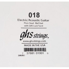   GHS Strings Струна GHS 018 Plain Steel Ball End Single Guitar String .018