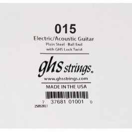   GHS Strings Струна GHS 015 Plain Steel Ball End Single Guitar String .015