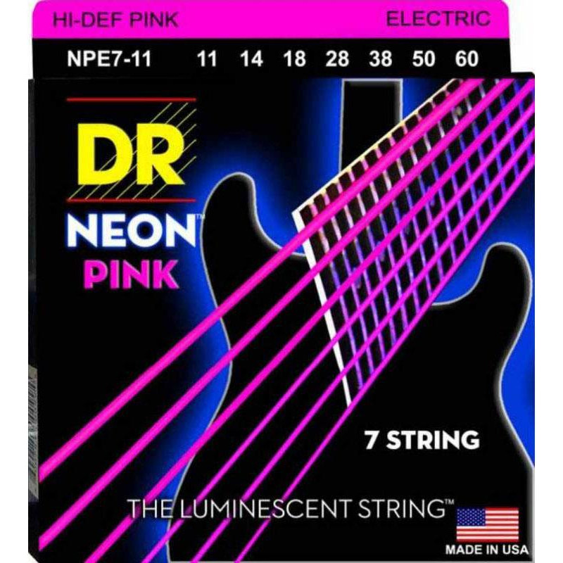 DR NPE7-11 Hi-Def Neon Pink K3 Coated Heavy 7-String Electric Guitar 11/60 - зображення 1