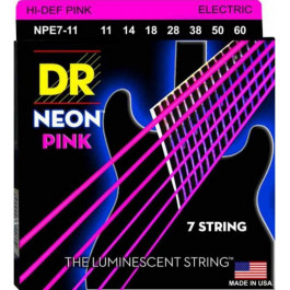   DR NPE7-11 Hi-Def Neon Pink K3 Coated Heavy 7-String Electric Guitar 11/60