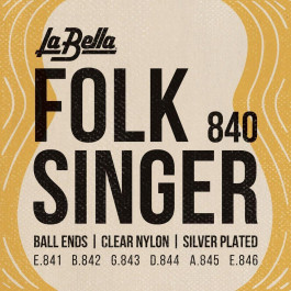   La Bella 840 Folksinger Silver Nylon Silver Alloy Medium