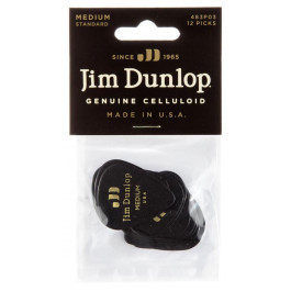   Dunlop Медиаторы 483P03MD Genuine Celluloid Black Medium Player's Pack (12 шт.)