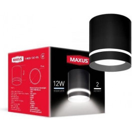   MAXUS Surface Downlight 12W 4100K чорний (1-MSD-1241-BL)