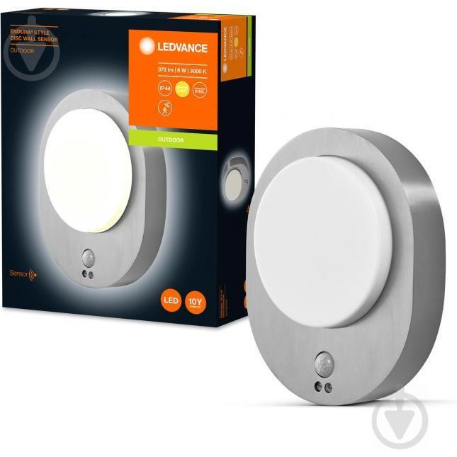 LEDVANCE Фасадний світильник  ENDURA STYLE DISC WALL SENSOR 8W 3000K 850Lm (4058075564145) - зображення 1