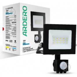   Ardero Cвітлодіодний прожектор  LL-2010ARD 10W 800Lm 6500K чорний IP65 з датчиком (4820273270216)