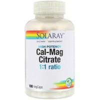   Solaray Кальций И Магний, Cal-Mag Citrate, High Potency, Solaray, 180 Капсул