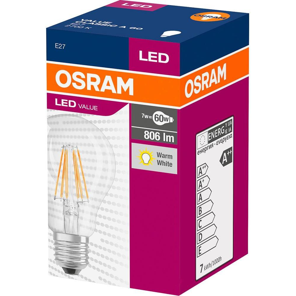 Osram LED Value Filament A60 7W 806Lm 2700K E27 (4058075819658) - зображення 1