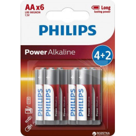   Philips AA bat Alkaline 4+2шт PowerLife (LR6P6BP/10)