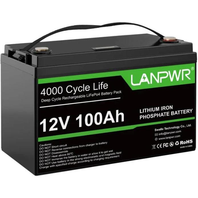 LANPWR LiFePO4 12V 100AH Bluetooth - зображення 1