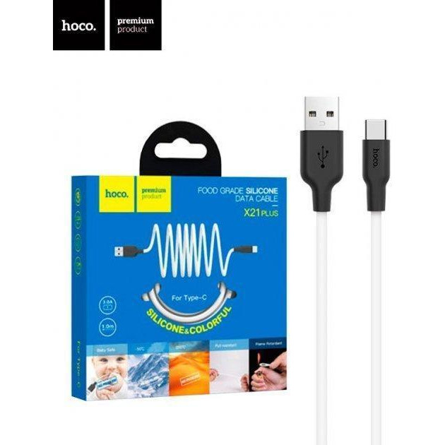 Hoco X21 Plus USB Type-C 2m Black/White - зображення 1