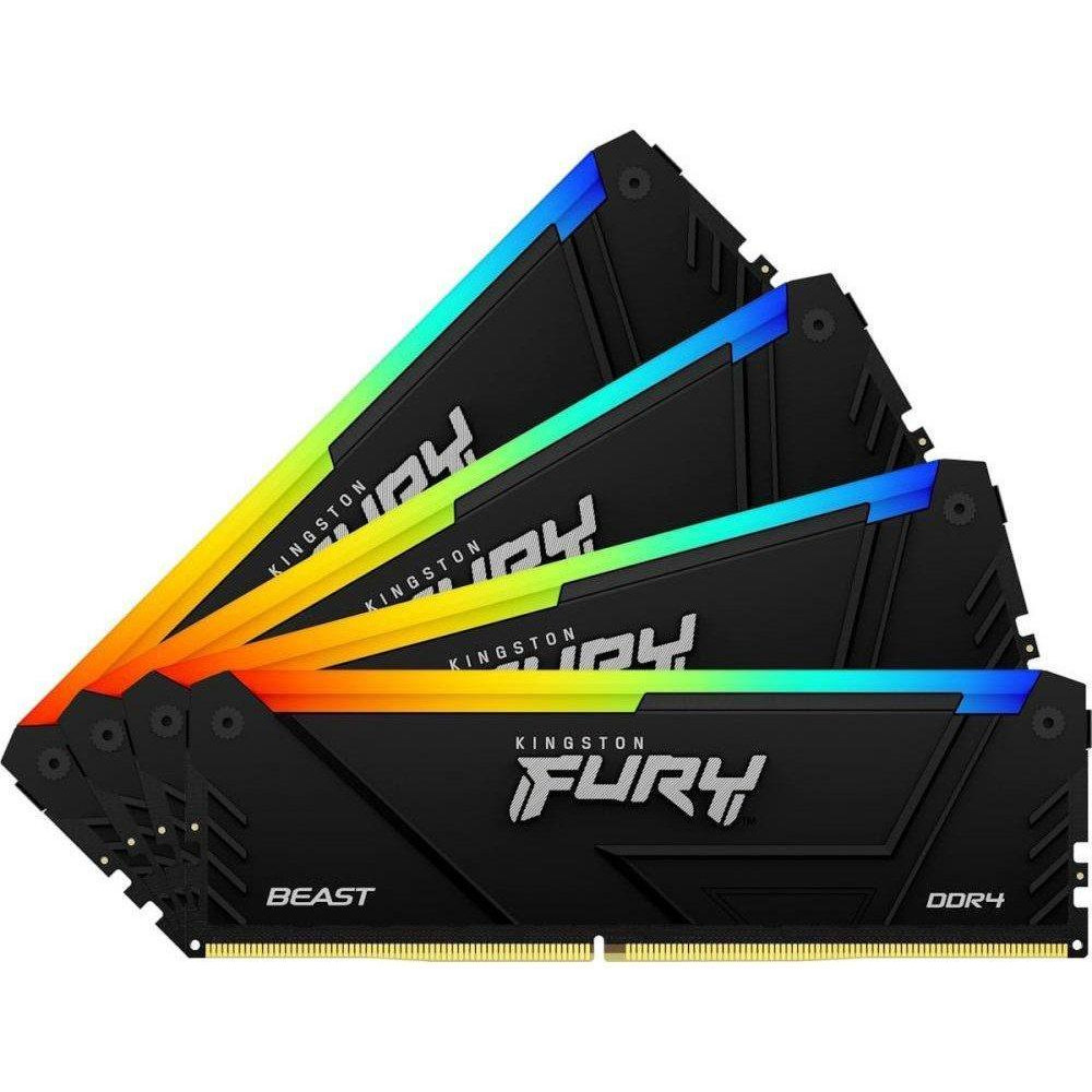 Kingston FURY 128 GB (4x32GB) DDR4 3200 MHz CL16 Beast RGB Black (KF432C16BB2AK4/128) - зображення 1