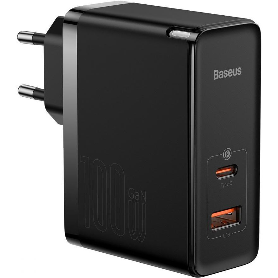 Baseus GaN5 Pro Fast Charger Type-C+USB 100W Black (CCGP090201) - зображення 1