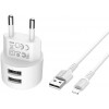 Borofone BA23A Brilliant Double USB Lightning Cable 2.4A White - зображення 1