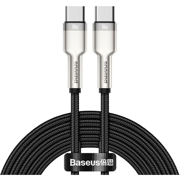 Baseus Cafule Series Metal Data Cable Type-C to Type-C 100W 2m Black (CATJK-D01) - зображення 1