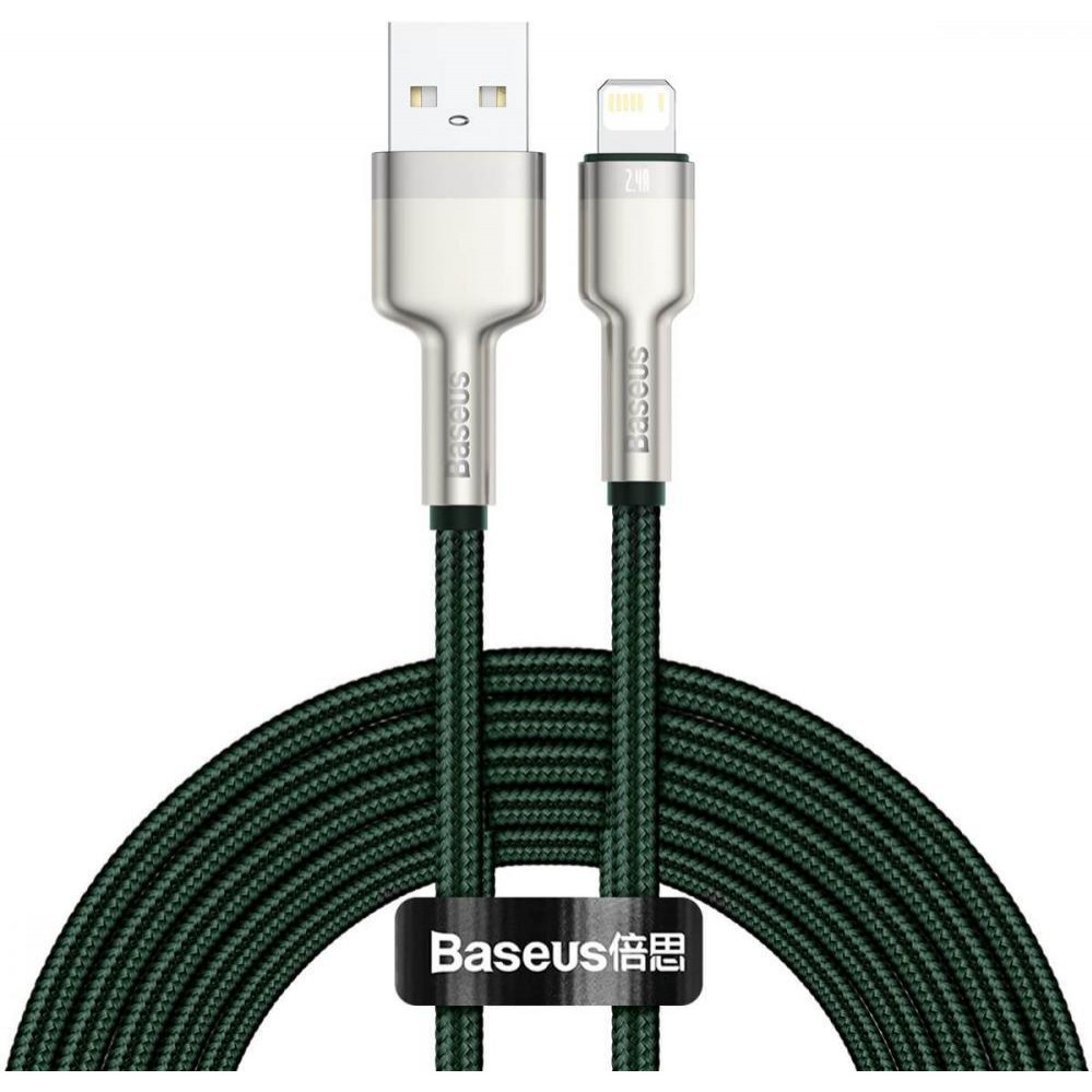 Baseus Cafule Metal Data Cable USB for Lightning 2m Green (CALJK-B06) - зображення 1