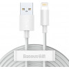 Baseus Simple Wisdom Data Cable Kit Lightning USB 1.5m White (TZCALZJ-02) - зображення 1