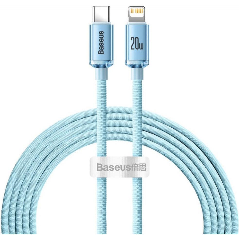 Baseus Crystal Shine Series Fast Charging Data Cable Type-C to Lightning 20W 2m Sky Blue (CAJY001403) - зображення 1