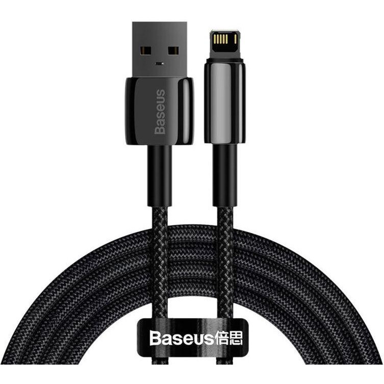 Baseus Tungsten Gold Fast Charging Data Cable USB for Lightning 2m Black (CALWJ-A01) - зображення 1