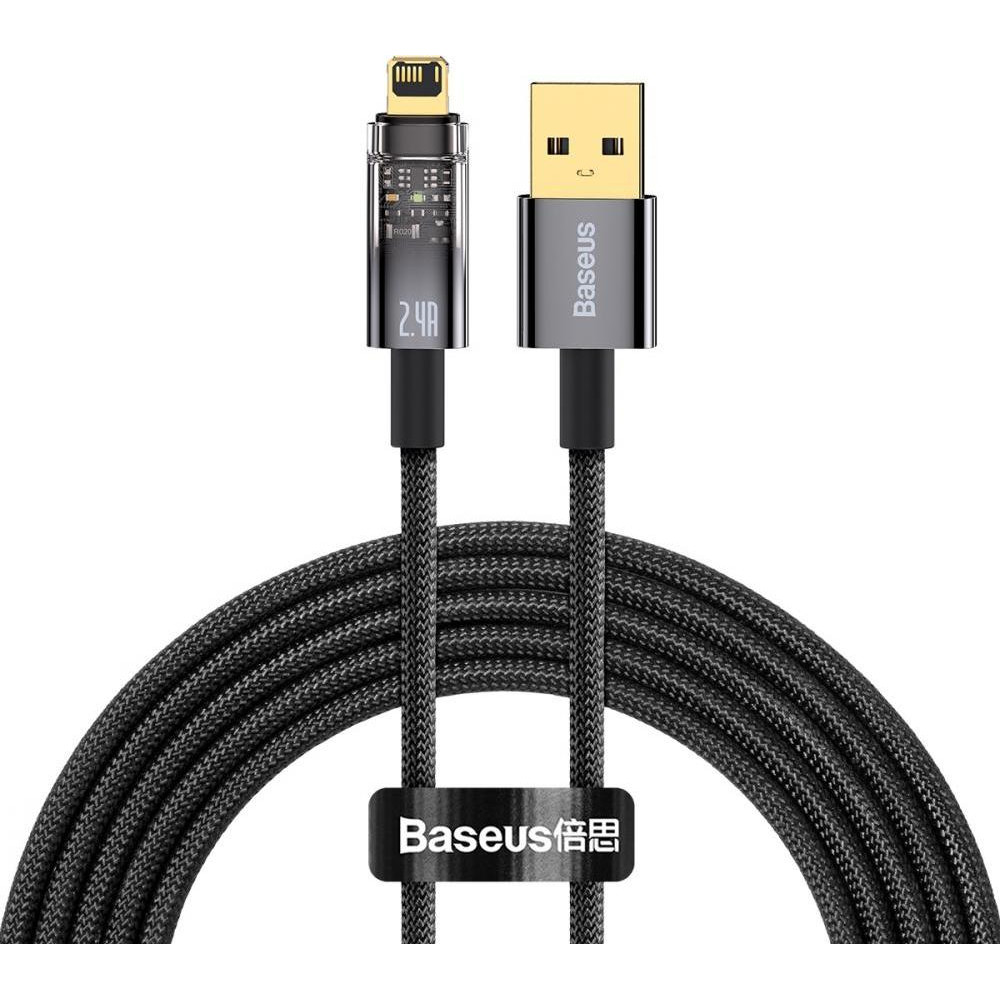 Baseus Explorer Series Intelligent Power-Off Lightning Cable 2m Black (CATS000501) - зображення 1