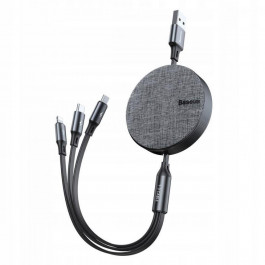   Baseus Fabric 3-in-1 Flexible cabel USB M+L+T 3.5A 1.2m Dark Gray (CAMLT-BYG1)