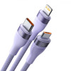 Baseus Flash SeriesIITwo-for-three 3-in-1 MicroUSB+Lightning+Type-C 100W 1.2m Purple (CASS030105) - зображення 2