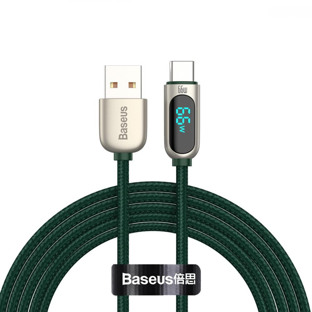 Baseus Display Fast Charging Data Cable USB to Type-C 66W Green 2m (CASX020106) - зображення 1