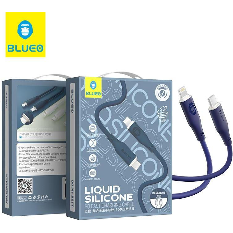 Blueo Liquid Silicone USB-C to Lightning Cable Blue - зображення 1