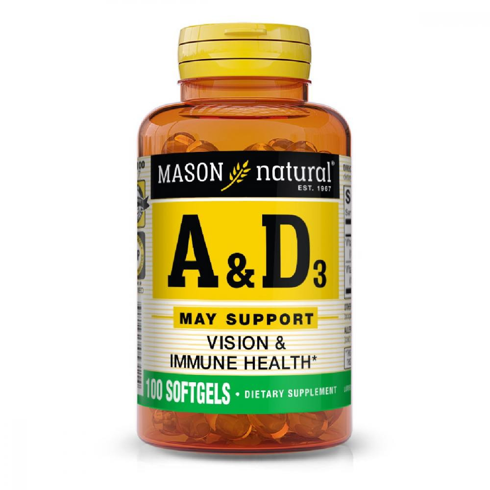 Mason Natural Vitamin A & D3, 100 капсул - зображення 1