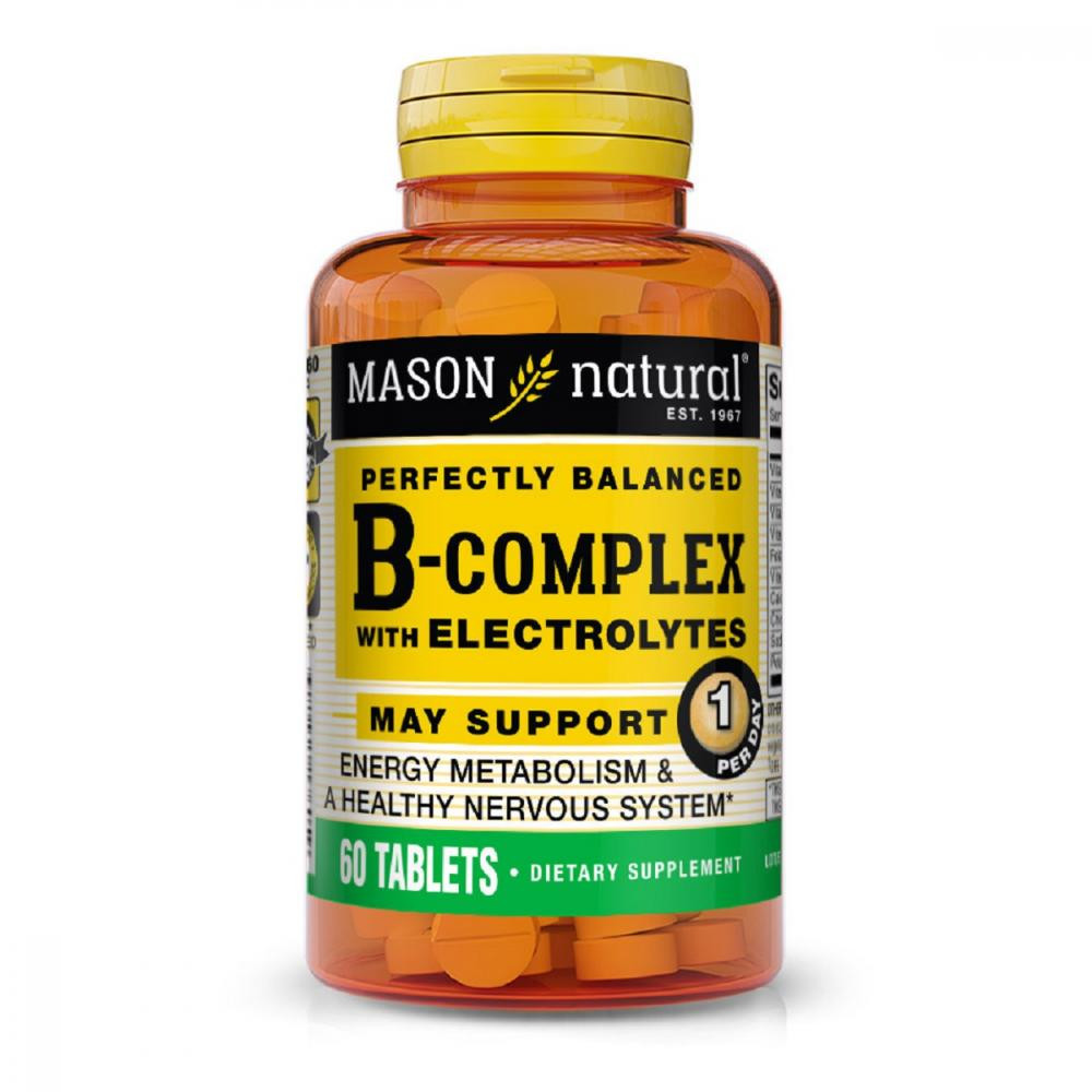 Mason Natural B-комплекс с электролитами, B-Complex With Electrolytes, , 60 таблеток - зображення 1