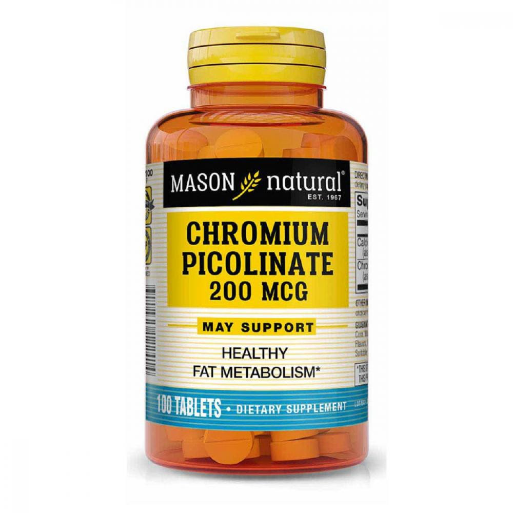 Mason Natural Хром Пиколинат 200 мкг, Chromium Picolinate, , 100 таблеток - зображення 1