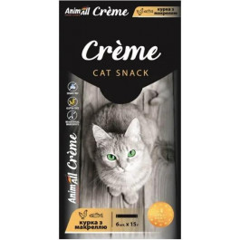   AnimAll Snack Creme з куркою та макреллю 6х15 г (176409)