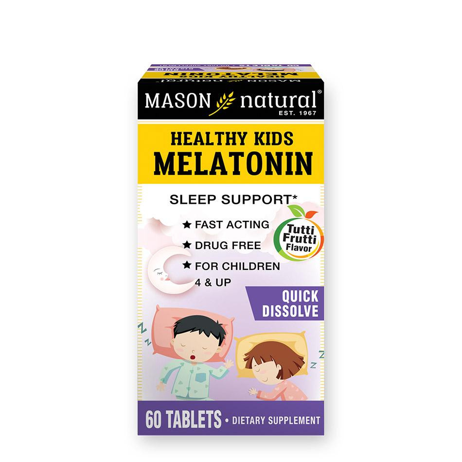 Mason Natural Дитячий Мелатонін, смак фруктів, Healthy Kids Melatonin, , 60 таблеток - зображення 1