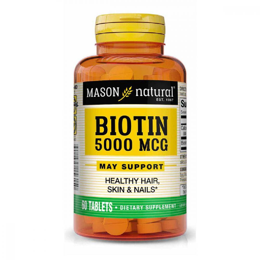 Mason Natural Біотин 5000 мкг, Biotin, , 60 таблеток - зображення 1