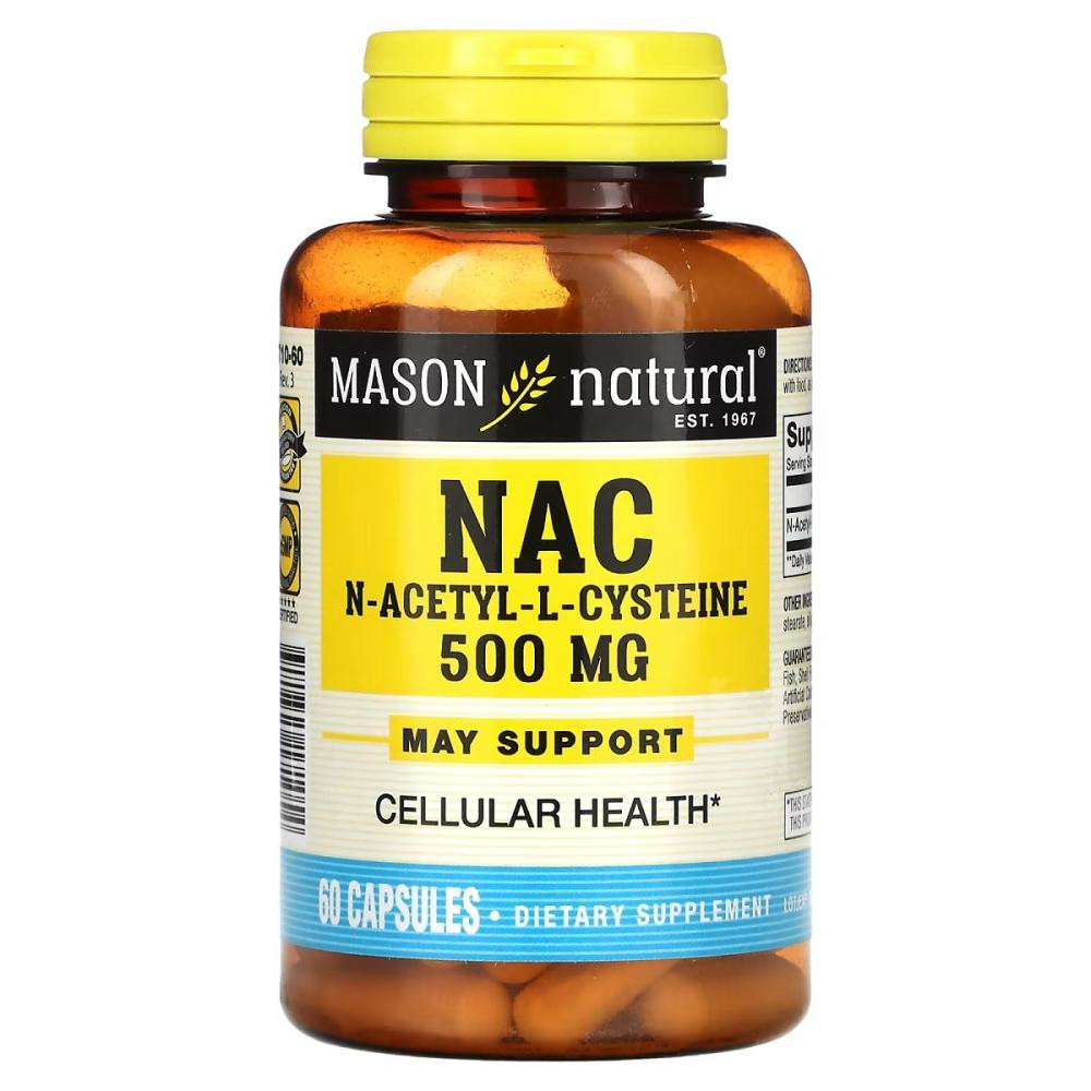 Mason Natural N-Ацетил-L-цистеин (N-Acetil-L-Cysteine) 500 мг 60 капcул - зображення 1