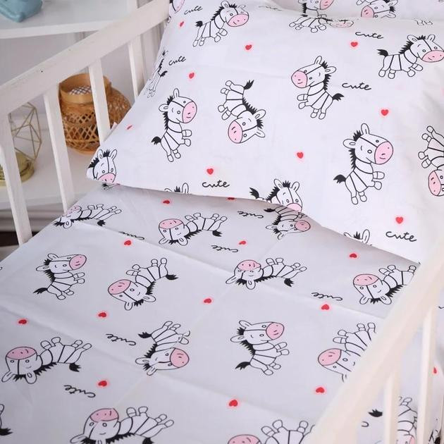 MirSon Простирадло в ліжечко дитяче  110x160 см Kids Time 20-0040 Cute white zebra бязь (2200009640186) - зображення 1