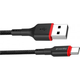   ColorWay USB to Type-C 1m Black/Red (CW-CBUC064-BK)