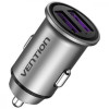 Vention Two-Port USB-A, QC3.0 Car Charger Gray (FFEH0) - зображення 1