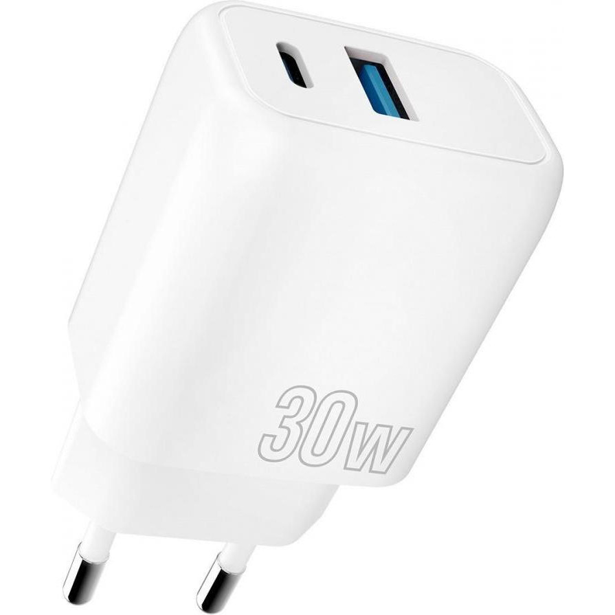 Proove Silicone Power Plus 30W USB-C + USB-A White - зображення 1