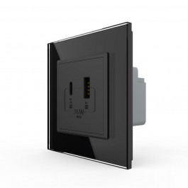   Livolo Розетка USB-A та USB-C 36W  чорний скло (VL-C7FCUA18W.UC18W-2BP)