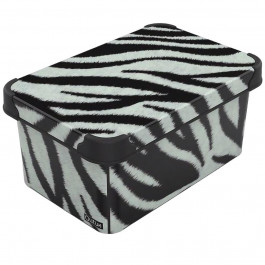   Qutu Коробка  Style Box Zebra, з кришкою, 5 л, 13.5х19х28.5 см, чорно-біла (STYLE BOX з/кр. ZEBRA 5л.) (8